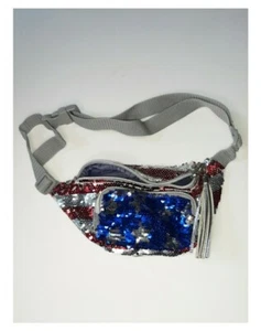 Justice Girls Red,White, and Blue Sequined Fanny Pack - Picture 1 of 5