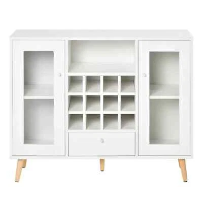 Modern Sideboard Cabinet Kitchen Cupboard with Glass Doors, Drawer & Wine Rack - Image 1 of 4