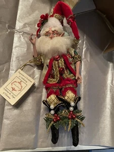 Bambola vintage Mark Roberts fata di Natale elfo ornamento alto 10" con scatola bella! - Foto 1 di 7