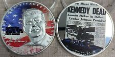 JFK Silbermünze Flagge Vintage Zeitung Medaille Gesicht Weißes Haus Jack Kennedy alt 