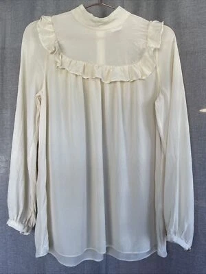 Lovely Vintage Zimmerman Silk Blouse. Ruffle. LS. Sz 0. Read Desc. - image 1 of 4