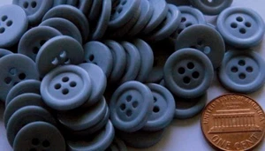 24 New Shiny Dusty Blue Plastic Sew-through Buttons 9/16" 15MM Lot # 2060 - Picture 1 of 1