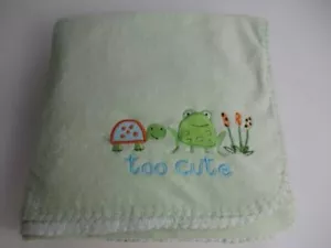 HTF Koala Baby Babies R Us Too Cute Green Frog Turtle Blanket White Underside - Picture 1 of 4