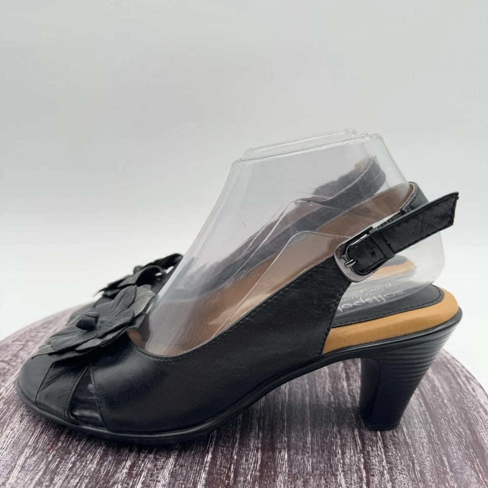 Sapatos confortáveis femininos Softspots Heels 7,5 M couro genuíno floral slingback - Imagem 1 de 4