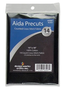 Black - Aida Precuts - Cross-Stitching Fabric / 14 Ct -- 15" x 18" -- Ref. #3507 - Picture 1 of 3