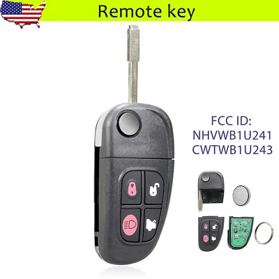 For 2002 2003 2004 2005 2006 2007 2008 Jaguar S-Type X-Type XJ8 Remote Key Fob - Image 1 of 4