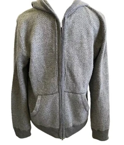BOGGI Milano Cashmere Wool Blend Knit Gray Zip Front Mens Hoodie Italy S - Picture 1 of 7