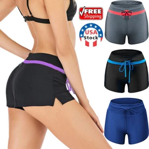 Womens Surfing Sport Swim Shorts Bikini Swimwear Boy Style Short Brief Bottoms - Picture 1 of 16
