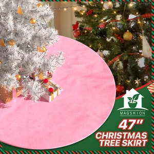 47 In Pink Velvet Christmas Tree Skirt Round Xmas Tree Skirt Home Holiday D��cor - Picture 1 of 8