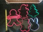 Lot Of 5 Big  Large Cookie Cutters  Wilton Gingerbread Tree Bear Bunny Santa 9"