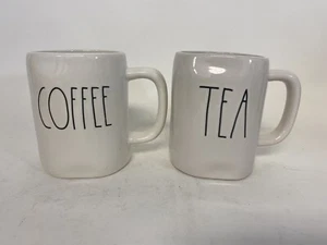 Rae Dunn By Magenta COFFEE AND TEA Mug Set Ceramic Signature Writing - Picture 1 of 10
