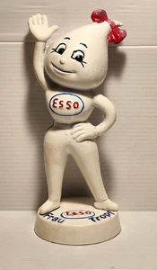 WHITE ESSO Cast Iron Coin Bank Mrs. Drip Oil Gasoline Advertisement FRAU TROPF - Picture 1 of 9