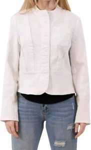INDIGO SAINTS Women's Luxury Denim Tucker Jacket Coat Snow White S - Picture 1 of 8