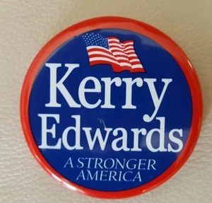 Pin de botón oficial de campaña presidencial de John Kerry Edwards A Stronger America - Imagen 1 de 3