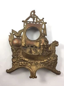 CAST STEEL BRASS COLUMBUS CLOCK FRONT America Nautical Galleon Frame Man Cave - Picture 1 of 12