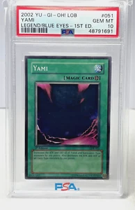 2002 Yugioh PSA 10 Yami LOB-051 1st Edition GEM MT Legend Blue Eyes White Dragon - Picture 1 of 2