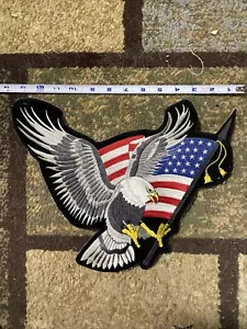 Großer Adler & Flagge 14""x10"" Patch BIKER Patch Freiheit USA patriotisch - Bild 1 von 3