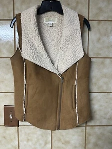 Caslon Faux Shearling Teddy Sherpa Lined Vest, Western Chore Country Cosplay, Sm - Picture 1 of 6