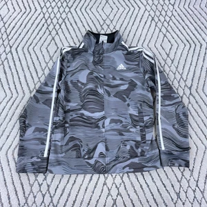 Adidas Sweatshirt Boys Medium Gray Camo Pull Over Sweater Quarter Zip Youth Kids - Picture 1 of 10