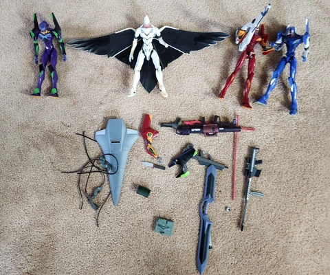 lot of 4 Vintage 1997 SEGA Neon Genesis Evangelion EVA Action Figures 01 05 02 + Cover