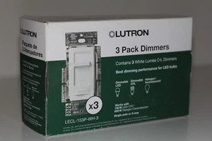 🔥Lutron 3-Pack Electronics LED Dimmer Switch (LECL-153P-WH-3) NEW (911) - Picture 1 of 3