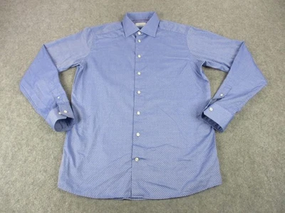 Eton Dress Shirt Mens 16.5 42 Blue Contemporary Cotton Micro Dot Long Sleeve - Image 1 of 4