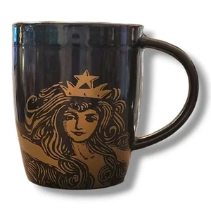Starbucks 2012 Anniversary Mug 12oz Black Brown Gold Siren Mermaid Logo - Bild 1 von 7