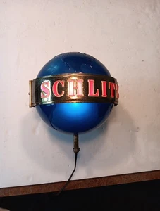 Vintage 1950s,Schlitz Beer, Lighted & Rotating Globe Wall Sconce, Works... - Picture 1 of 8