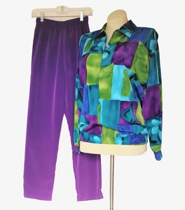 Sport Savvy Outfit Pants Top Set NEW w/ Tags 2 pc Geometric Designs Womens S - Picture 1 of 11