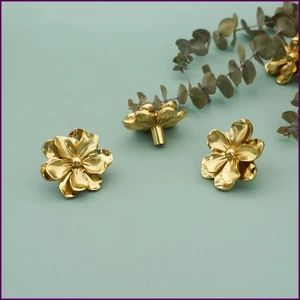 Camellia Flower Solid Brass Handles for Cabinets and Drawers Home Decor Wardrobe - Picture 1 of 24
