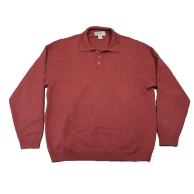 Eddie Bauer Merino Wool Polo Sweater Mens M Maroon Pullover Classic Preppy Golf - Image 1 of 4