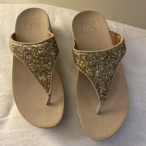 FITFLOP NEU IM KARTON LULU SHIMMERFOIL ZEHENSTEGSANDALEN SCHIMMERND GOLD GRÖSSE 6 - Bild 1 von 9