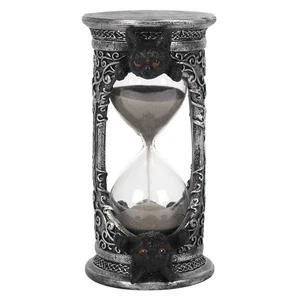 Black Cat Resin Hourglass Timer Sand Gothic - Picture 1 of 2
