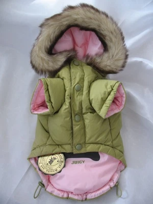 Juicy Couture Chaqueta Abrigo con Capucha Verde Rosa Perro Piel Sintética Reversible L Nuevo con Etiquetas Foto 1 de 4