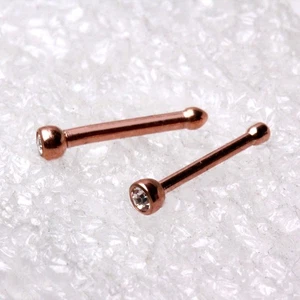 Rose Gold Plated Nose Stud with Press Fit Cubic Zirconia - Picture 1 of 1