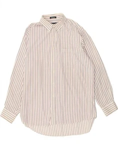 CHAPS Mens Classic Fit Shirt Size 17 1/2 XL Navy Blue Striped Cotton BM04 - Picture 1 of 3