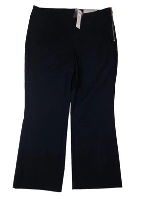 NWT Chico's Sz 2 US 12 So Slimming Crop Flare Navy Pants Hip Zip Stretch $74.50 - Image 1 of 4