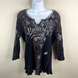 Vanilla Sugar Y2K Damen Grunge AOP Grafik Blumen Top 2X schwarz Nieten Broadway - Bild 1 von 6