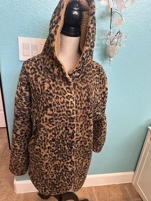 Snuggly Hooded Animal Print Jacket ‘Workshop Republic’ Women’s Size Medium Snaps Foto 1 de 4
