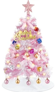 MINI ALBERO DI NATALE 60CM ROSA LUCI INCORPORATE PER DECORAZIONI NATALIZIE - Foto 1 di 7
