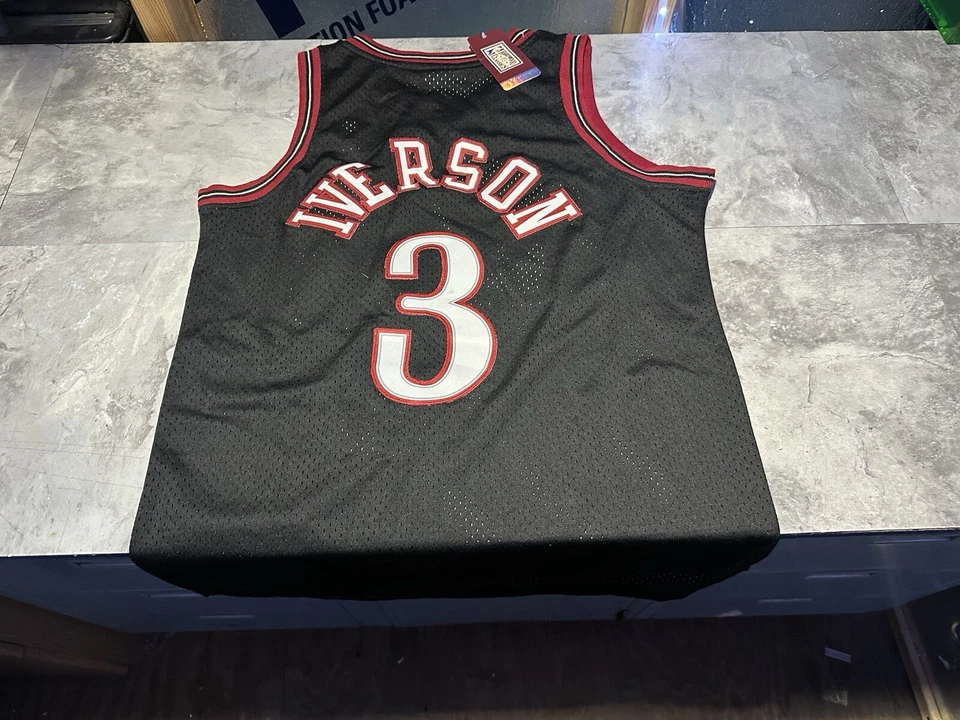 NWT Men’s Small Black Allen Iverson The Answer Philadelphia 76ers Sixers Jersey - Image 1 of 3