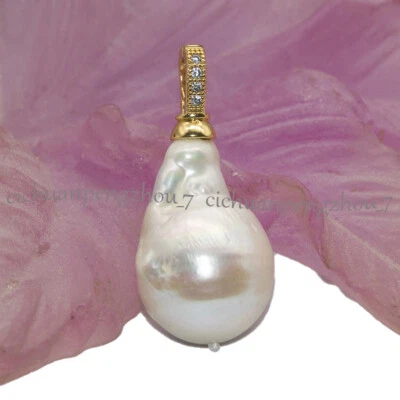 Enorme colgante de perlas barrocas Keshi multicolor natural real de 15x20 mm enchapado en oro de 14K Foto 1 de 4