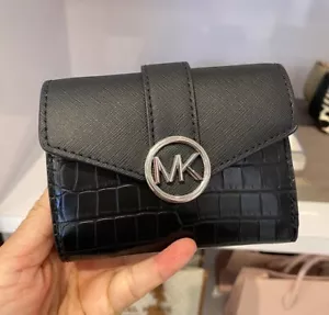 Billetera de cuero con logotipo mediano de Michael Kors Carmen en negro nueva con etiquetas - Imagen 1 de 5