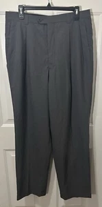 Pantalones de vestir Giorgio Armani Le Collezioni para hombre plisados delanteros con puños grises talla 36 - Imagen 1 de 8