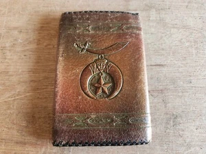Shriners Wallet Brown Leather Tri-Fold Vtg Damaged Scimitar Crescent Moon Star - Bild 1 von 24