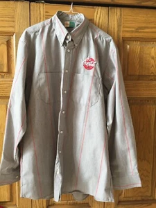 Coca Cola Delivery Driver Long Sleeve Gray Stripe Work Shirt Size XL FREE SHIP - Picture 1 of 8