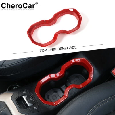 Interior  Front Water Cup Holder Trim Ring Cover For Jeep Renegade 2016+ Red  - Imagem 1 de 4