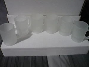 Juego de mini tazas (6) piezas Tiara Exclusives de vidrio esmerilado con paneles de 4 oz con caja original - Imagen 1 de 4