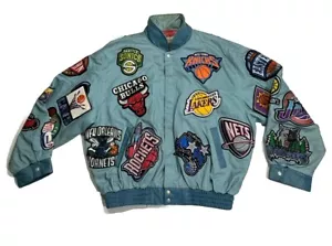 Vintage Jeff Hamilton NBA Patch Logo Jacket Bomber Mens Size 3XL - Picture 1 of 12