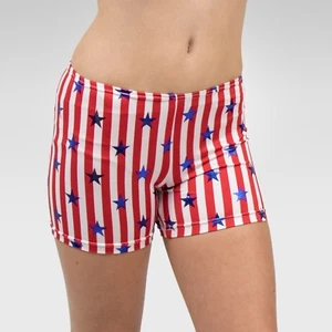 "Patriótico" pantalones cortos talla MED niño, rayas rojas/blancas y lámina azul estrellas estampado - Imagen 1 de 2